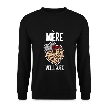 Hearts Leopard Mom French Happy Mother's Day - Unisex Sweatshirt - black - Front - Alina (178cm) & Michal (187cm)