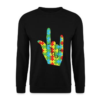 Rock Puzzle Special Autism Awareness - Unisex Sweatshirt - black - Front - Alina (178cm) & Michal (187cm)