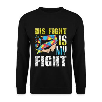 His Fight My Blue Puzzle Autism Awareness - Unisex Sweatshirt - black - Front - Alina (178cm) & Michal (187cm)