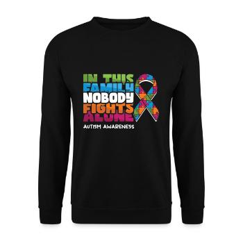 Family Nobody Alone Blue Puzzle Autism Awareness - Unisex Sweatshirt - black - Front - Alina (178cm) & Michal (187cm)