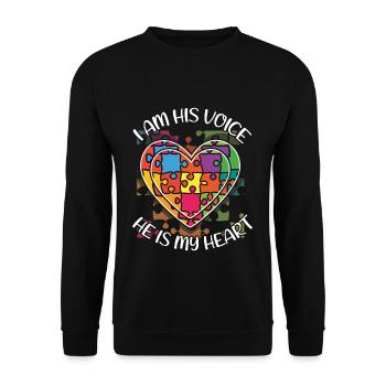 Seine Stimme Mein Herz Puzzle Autismus Bewusstsein - Unisex Pullover - Schwarz - Vorne - Alina (178cm) & Michal (187cm)