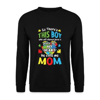Junge nennt mich Mama Puzzle Autismus Bewusstsein - Unisex Pullover - Schwarz - Vorne - Alina (178cm) & Michal (187cm)