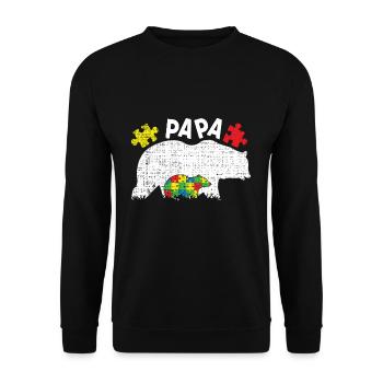 Autism Dad Bear Puzzle Colorful Autism Awareness - Unisex Sweatshirt - black - Front - Alina (178cm) & Michal (187cm)