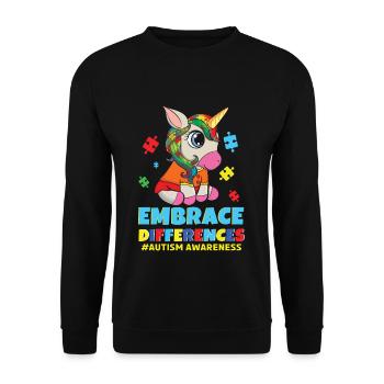 Différents puzzles colorés licorne sensibilisation à l’autisme - Sweat-shirt Unisexe - noir - Devant - Alina (178cm) & Michal (187cm)