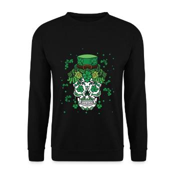 St Patty's Day Dia de los Muertos Irische Blume - Unisex Pullover - Schwarz - Vorne - Alina (178cm) & Michal (187cm)