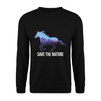 Save Nature Horse Planet Oceans Day Earth Day - Unisex Pullover - Schwarz - Vorne - Alina (178cm) & Michal (187cm)