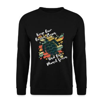 Retro Vintage Save Nature Oceans Day Earth Day - Unisex Sweatshirt - black - Front - Alina (178cm) & Michal (187cm)