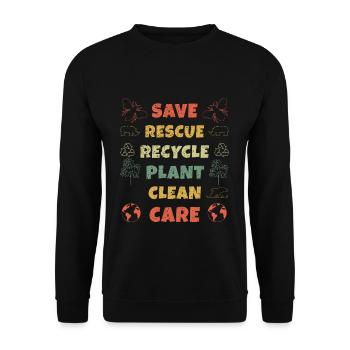 Retro Bee Save Nature Jour des océans Jour de la Terre - Sweat-shirt Unisexe - noir - Devant - Alina (178cm) & Michal (187cm)