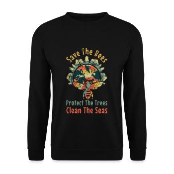 Rétro Save Bees Save Nature Jour des océans Jour de la Terre - Sweat-shirt Unisexe - noir - Devant - Alina (178cm) & Michal (187cm)