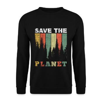 Retro Save Planet Save Nature Jour des océans Jour de la Terre - Sweat-shirt Unisexe - noir - Devant - Alina (178cm) & Michal (187cm)