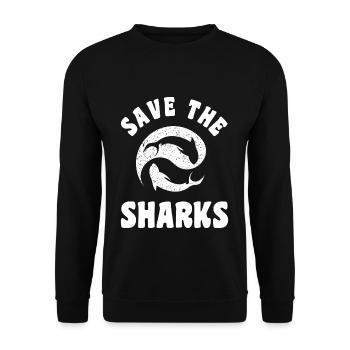 Save Sharks Save Nature Oceans Day Earth Day - Unisex Sweatshirt - black - Front - Alina (178cm) & Michal (187cm)