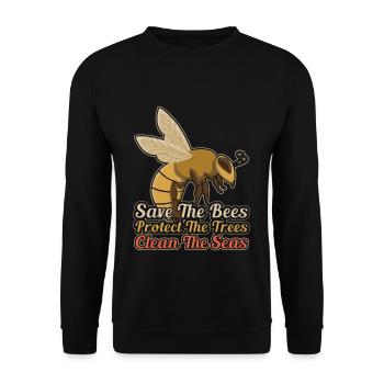 Save Bees Clean Save Nature Oceans Day Earth Day - Unisex Pullover - Schwarz - Vorne - Alina (178cm) & Michal (187cm)