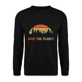 Save Planet Save Nature Jour des océans Rétro Jour de la Terre - Sweat-shirt Unisexe - noir - Devant - Alina (178cm) & Michal (187cm)