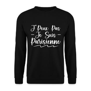 J'peux Pas Je suis parisienne | Cadeau - Sweat-shirt Unisexe - noir - Devant - Alina (178cm) & Michal (187cm)