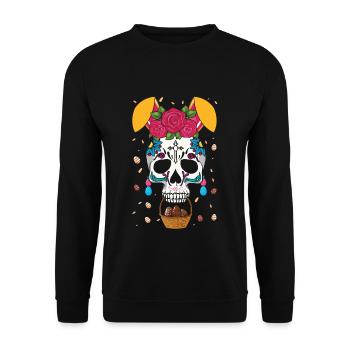 Frohen Ostersonntag Dia de los Muertos - Unisex Pullover - Schwarz - Vorne - Alina (178cm) & Michal (187cm)