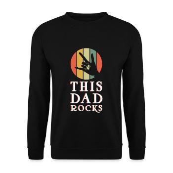 Rocker Dad Rocks Retro Vintage Vatertag - Unisex Pullover - Schwarz - Vorne - Alina (178cm) & Michal (187cm)