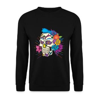 Floral Dia De Los Muertos LGBTQ Mois de la fierté LGBT - Sweat-shirt Unisexe - noir - Devant - Alina (178cm) & Michal (187cm)