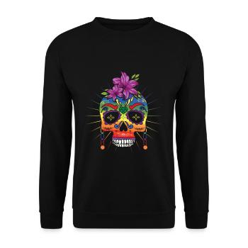 Flower Dia De Los Muertos LGBTQ LGBT Pride Month - Sweat-shirt Unisexe - noir - Devant - Alina (178cm) & Michal (187cm)