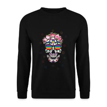 Rainbow Dia De Los Muertos LGBTQ Pride Mois - Sweat-shirt Unisexe - noir - Devant - Alina (178cm) & Michal (187cm)