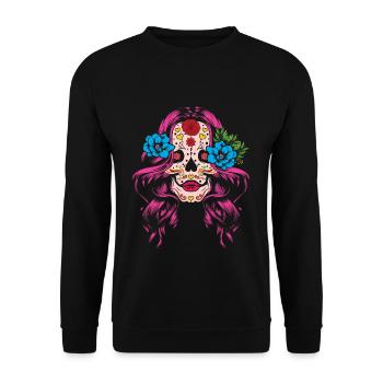 Fleur Dia De Los Muertos Fête des mères 2023 - Sweat-shirt Unisexe - noir - Devant - Alina (178cm) & Michal (187cm)
