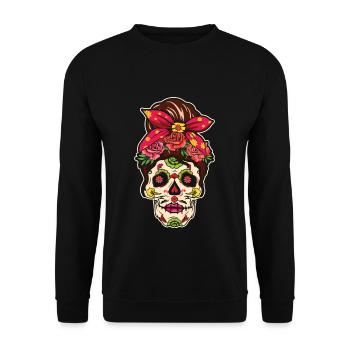 Coloré Dia De Los Muertos Fête des mères 2023 - Sweat-shirt Unisexe - noir - Devant - Alina (178cm) & Michal (187cm)