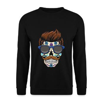 Dia De Los Muertos Cool Dad Papa Fête des Pères - Sweat-shirt Unisexe - noir - Devant - Alina (178cm) & Michal (187cm)