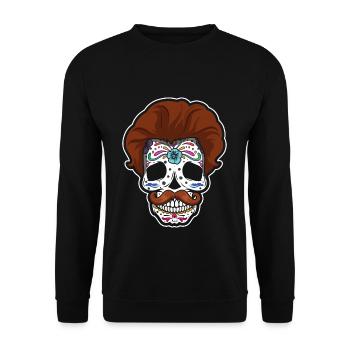 Moustache Dia De Los Muertos Papa Papa Fête des Pères - Sweat-shirt Unisexe - noir - Devant - Alina (178cm) & Michal (187cm)