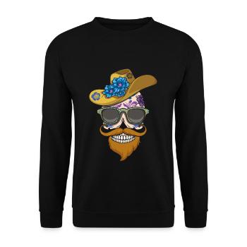 Barbu Dia De Los Muertos Papa Papa Fête des pères - Sweat-shirt Unisexe - noir - Devant - Alina (178cm) & Michal (187cm)