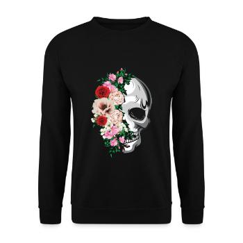 Mexican Flower Muertos Day Of Dead Sugar Bone - Unisex Sweatshirt - black - Front - Alina (178cm) & Michal (187cm)