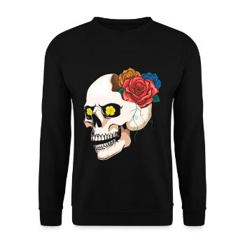 Rose Halloween Muertos Day Of Dead Sugar Bone - Unisex Sweatshirt - black - Front - Alina (178cm) & Michal (187cm)