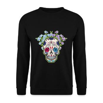 Calavera Muertos Day Of Dead Sugar Bone - Unisex Sweatshirt - black - Front - Alina (178cm) & Michal (187cm)