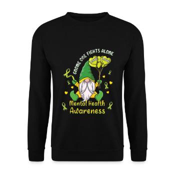 Gnomes May Green Mental Health Awareness Month - Unisex Sweatshirt - black - Front - Alina (178cm) & Michal (187cm)