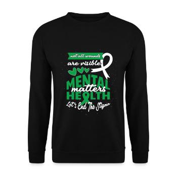 Que la sensibilisation à la santé mentale verte mette fin à la stigmatisation - Sweat-shirt Unisexe - noir - Devant - Alina (178cm) & Michal (187cm)