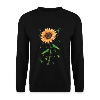 Mai grünes Bewusstsein für psychische Gesundheit Sonnenblume - Unisex Pullover - Schwarz - Vorne - Alina (178cm) & Michal (187cm)
