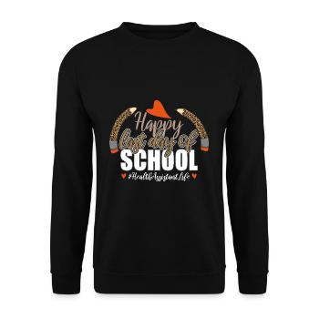 Bye School Happy Last Class Health Assistant - Unisex Sweatshirt - black - Front - Alina (178cm) & Michal (187cm)