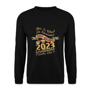 Rétro Awesome 2nd Grade Graduate Graduation 2023 - Sweat-shirt Unisexe - noir - Devant - Alina (178cm) & Michal (187cm)