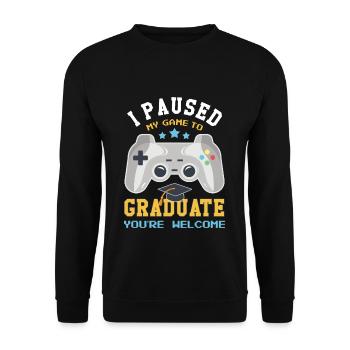 Gamer Graduate Graduating 2023 Graduation - Unisex Sweatshirt - black - Front - Alina (178cm) & Michal (187cm)