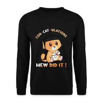 Niedliche Katze Absolvent Abschluss 2023 Abschluss - Unisex Pullover - Schwarz - Vorne - Alina (178cm) & Michal (187cm)