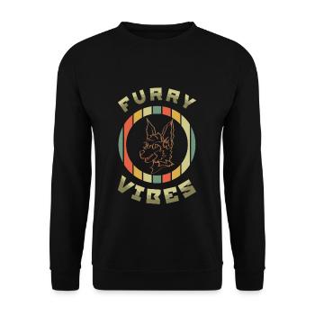 Stolzer pelziger Schwanz Ohr pelzige Vibes Retro Cosplay - Unisex Pullover - Schwarz - Vorne - Alina (178cm) & Michal (187cm)