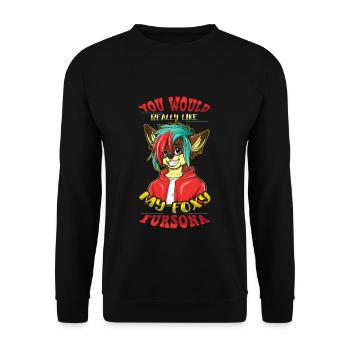 Fursona Stolzer pelziger Schwanz Ohr pelzige Person Cosplay - Unisex Pullover - Schwarz - Vorne - Alina (178cm) & Michal (187cm)