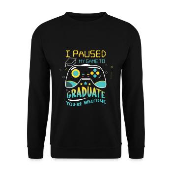 Paused Game Graduate Graduating 2023 Graduation - Unisex Sweatshirt - black - Front - Alina (178cm) & Michal (187cm)