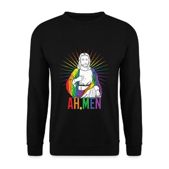 Funny Jesus Gay LGBTQ Rainbow LGBT Pride Month - Unisex Sweatshirt - black - Front - Alina (178cm) & Michal (187cm)