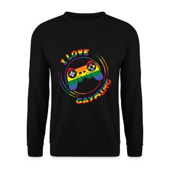 Gaming Gamer Gay LGBTQ Rainbow LGBT Pride Month - Unisex Sweatshirt - black - Front - Alina (178cm) & Michal (187cm)