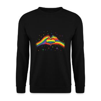 Love Heart Gay LGBTQ Rainbow LGBT Pride Month - Unisex Sweatshirt - black - Front - Alina (178cm) & Michal (187cm)