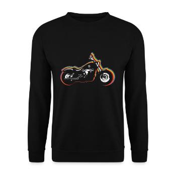 Motorrad Homosexuell LGBTQ Regenbogen LGBT Pride Monat - Unisex Pullover - Schwarz - Vorne - Alina (178cm) & Michal (187cm)