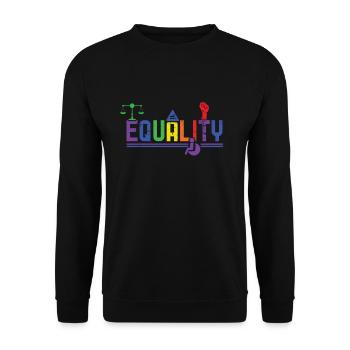 For Equality Gay LGBTQ Rainbow LGBT Pride Month - Unisex Sweatshirt - black - Front - Alina (178cm) & Michal (187cm)
