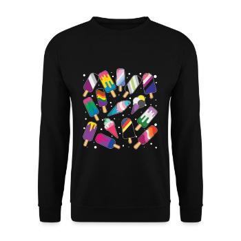 Eis am Stiel Schwul LGBTQ Regenbogen LGBT Pride Monat - Unisex Pullover - Schwarz - Vorne - Alina (178cm) & Michal (187cm)