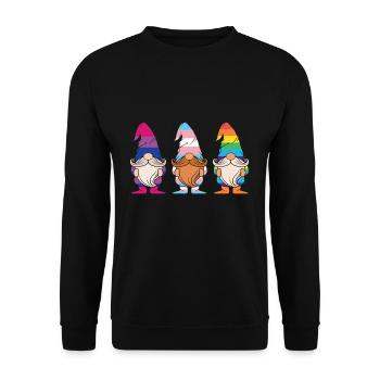 Niedliche Zwerge Elf LGBTQ Regenbogen LGBT Pride Monat - Unisex Pullover - Schwarz - Vorne - Alina (178cm) & Michal (187cm)