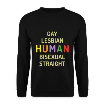 Menschlichkeit Mensch LGBTQ Regenbogen LGBT Pride Monat - Unisex Pullover - Schwarz - Vorne - Alina (178cm) & Michal (187cm)