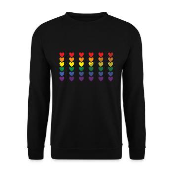 Colorful Hearts Gay LGBTQ Rainbow LGBT Pride Month - Unisex Sweatshirt - black - Front - Alina (178cm) & Michal (187cm)